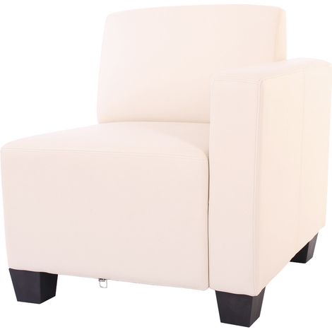 Canapé-élément Lyon, élément latéral droit, modulaire, simili-cuir, crème (1/5)