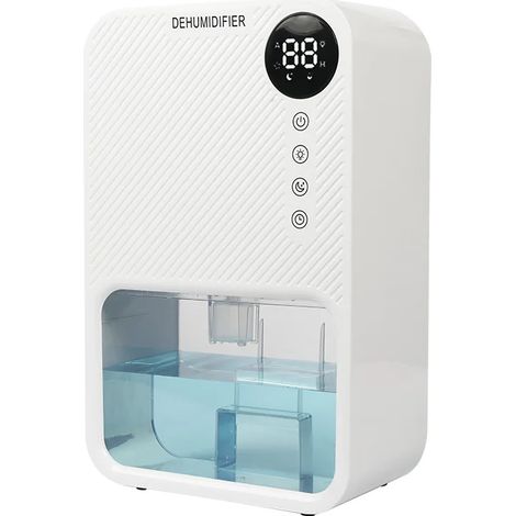Déshumidificateur (blanc) 1100 ml avec minuterie, sèche-air portable pour la maison, fonctionnement silencieux (1/5)