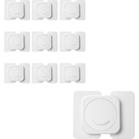 CCYKXA Set of 10 safety catches for cupboard doors, drawers, cabinets, refrigerators, toilets – Adjustable door stops and safety locks in white for home use