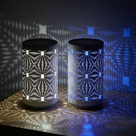 LED Tischlampe Touch Farbwechsel Tischleuchte Wohnzimmerlampe Nachttischlampe Akku, USB Kabel, RGBW Farben, DxH 8x14 cm, 2er set