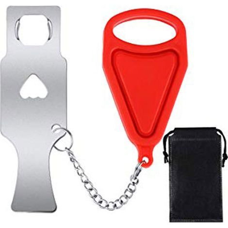 Portable Hôtel Serrure De Porte Auto Défense Butoir De Porte Voyage Voyage Hébergement Butoir De Porte Serrure De Porte Sécurité Porte 1 pcs Rouge (1/5)