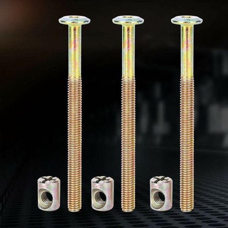 Jeffergarden Meubles Joint Connecteur Boulon Vis Écrou Capuchon Ensemble En Acier Au Carbone (60mm)-DOU