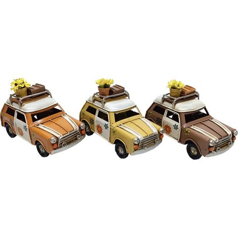 Set di 3 automobiline in metallo con vaso di fiori 11 cm (1/5)
