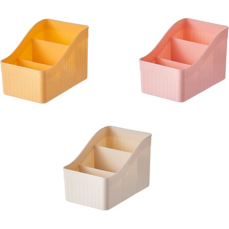 (3-teilig/gelb + rosa + beige) Kreative und stilvolle Aufbewahrungsbox für den Schreibtisch im Studentenbüro (1/5)