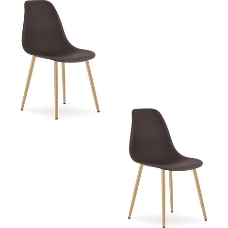 Chaise - Leobert - Wat - Café/Pieds Naturels - 46 X 51 X 84 Cm - Lot De 2 (1/5)