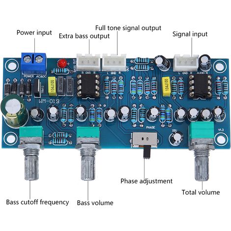 Carte de préamplification pour caisson de basses 2.1 canaux, filtre passe-bas, circuit imprimé de préamplification (1/5)