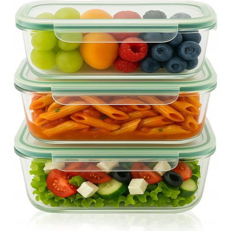 Set - 3 contenitori rettangolari in vetro (3 x 640 ml)