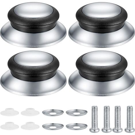 Boutons de Couvercle de Casserole, 4 Pièces Boutons de Couvercle de Pot, Poignée Casserole Poêles Universelle de Cuisine en Acier Inoxydable Résistant (1/5)