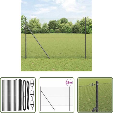vidaXL Sécurité extérieure - Poteau de clôture. Gris 25 x 1,6 m (maillage de 13 mm) (1/5)