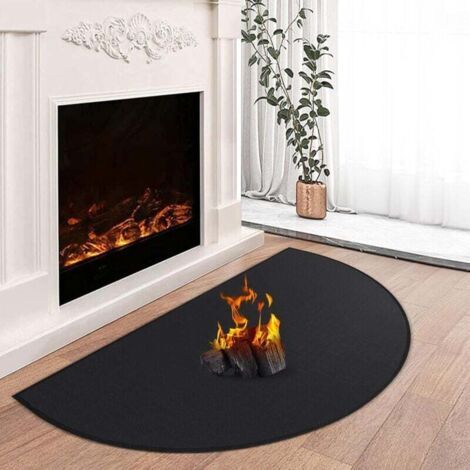 BUNTHAUS Tapis de cheminée ignifuge, tapis de cheminée ignifuge, tapis de foyer, protège le tapis de sol des étincelles et des braises, noir, 0,5 mm, 102 x 60 cm