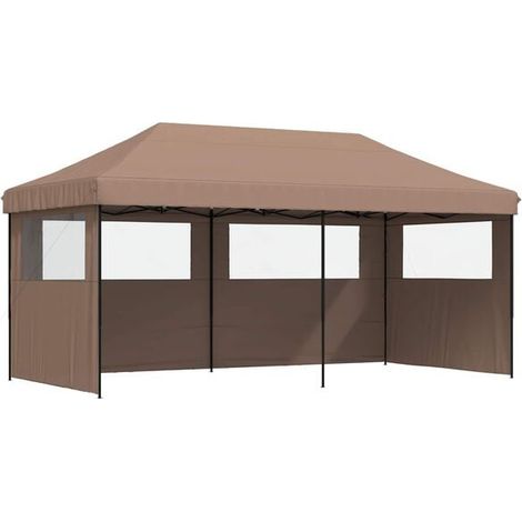 Tente de réception marron, 292 x 580 x 315 cm, toile Oxford. (1/5)