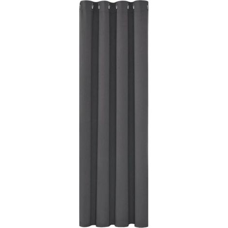 Thermal blackout curtain 150x200 cm – Insulates against the cold – Modern design with eyelets – Dark grey – 1 piece (1/4)