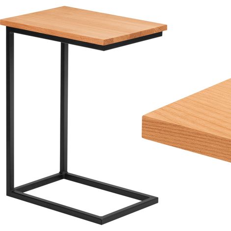 LAMO Manufaktur Beistelltisch  Laptoptisch  Sofatisch  mobiler Kaffeetisch  Nachttisch  45x30x60 cm  Gestell Schwarz  100% Echtholz Massiv Platte farbe: Natur