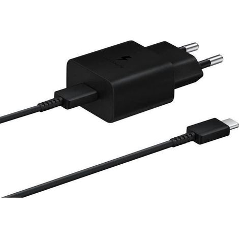 Chargeur Secteur USB C 15W + câble USB C - SAMSUNG - Noir (1/2)