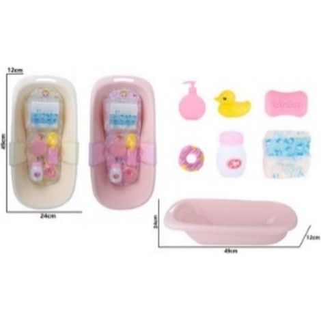 Vasca da bagno per bambole + accessori 24x49x12cm