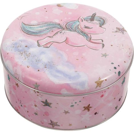Boîte à biscuits en fer-blanc, boîte à bonbons, petite boîte cadeau, contenant à biscuits licorne-17.00X17.00X8.00CM