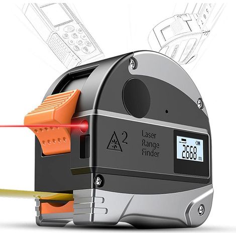 Digitales Maßband, 2-in-1-Laser-Entfernungsmesser, Maßband, 40 m Laser-Messgerät mit 5 m digitaler Entfernungsmessung, wasserdichtes wiederaufladbares Laser-Maßband-Messwerkzeug mit HD-LCD-Display