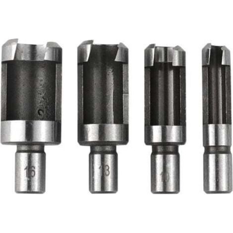 4 Pièces 6/10/13/16 mm Bois Plug Cutter Set, Tige Ronde Forets à Tenon en Acier au Carbone, Mèche à Bouchon Bois, Coupe-Bouchons Drill Bits Standards, pour le Travail du Bois (1/4)