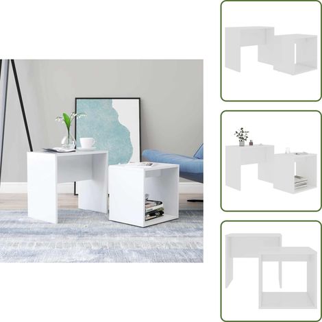 Couchtisch-Set Weiß 48x30x45 cm Holzwerkstoff - Couchtisch - Holztisch - Wohnzimmerschmuck - Platzsparendes Möbelstück - Sideboard (1/5)