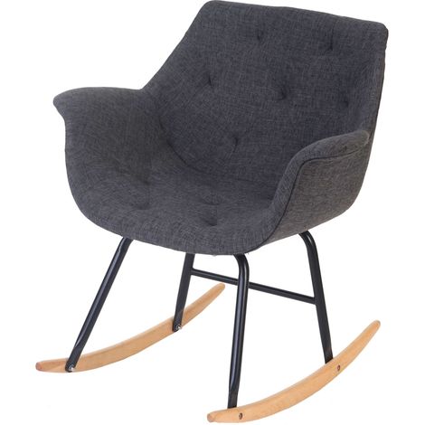 Sedia a dondolo nordica elegante moderna Malmö T820 legno faggio tessuto grigio