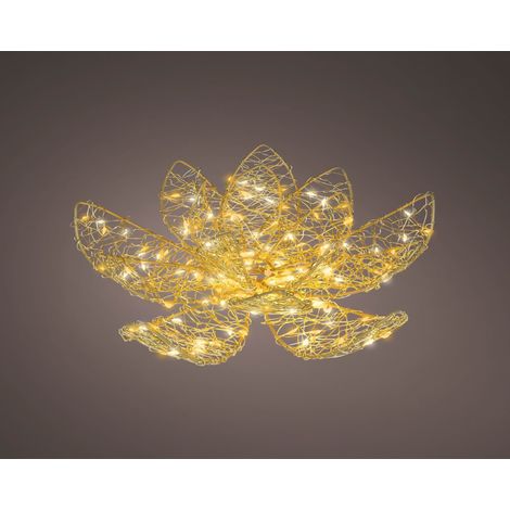 Fiore micro LED in metallo D 28 cm altezza 9 cm oro Peraga Christmas