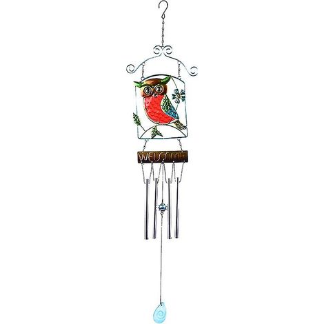 Carillon éolien suspendu en forme de hibou en métal pour jardin, extérieur, terrasse, cour (1/5)