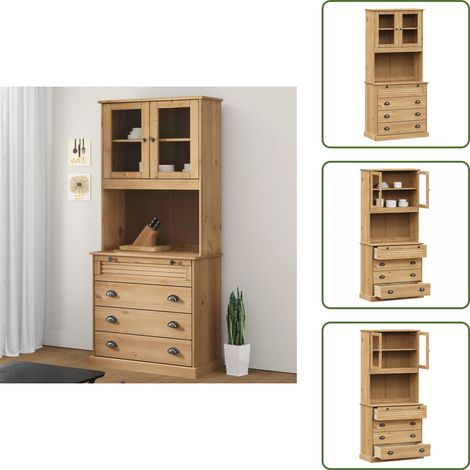 The Living Store Buffet haut VIGO 80x40x176 cm bois massif de pin - Buffet haut de gamme (1/5)