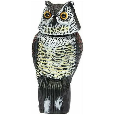 Effaroucheur d'oiseaux de 38 cm pour jardins, leurre de hibou avec tête rotative, leurre de chouette de jardin réaliste pour effrayer les oiseaux (1/5)
