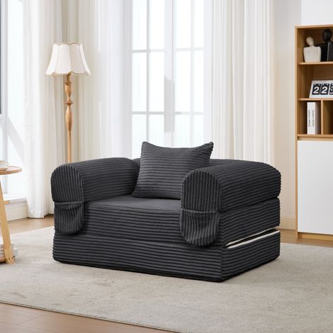 Ensemble de canapé modulaire en velours côtelé, 1 place + 2 places, canapé de sol sans cadre, banquette rembourrée épaisse en tissu côtelé à rayures, canapé d’angle moderne pour salon, chambre et appa (1/5)