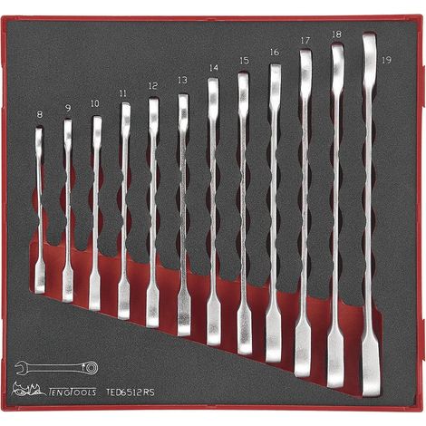Jeu de clés mixtes à racagnac Foam2 tray 8- 19mm 12 pièces Teng Tools TED6512RS (1/3)