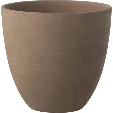 Cache pot rond en poterie taupe large - taupe (1/2)