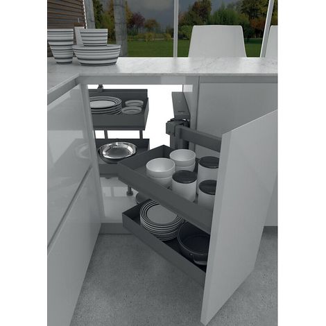 Ferrure pour meuble d'angle Dynamic Corner 803 - Ikona - 4 étagères - droite - ANTHRACITE - INOXA