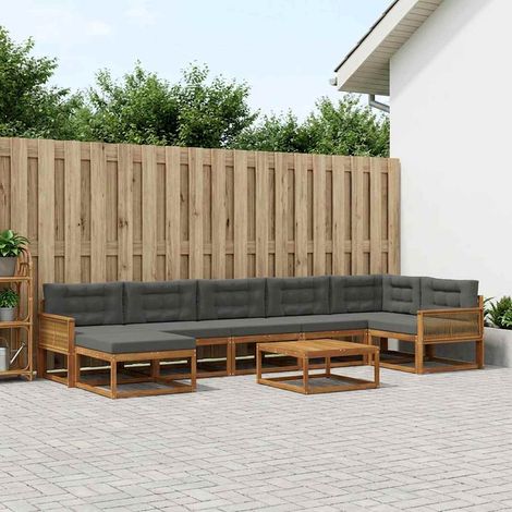 vidaXL Ensemble de canapés d'extérieur 8 pcs Naturel et Anthracite (1/5)