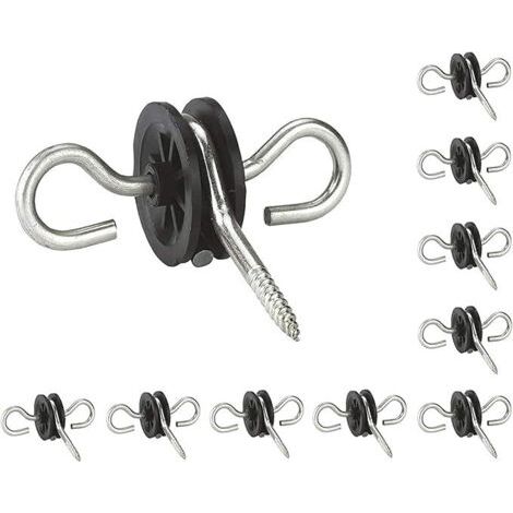 10X Isolateur de Clôture électrique, Robuste Galvanisés à Double Crochet Isolateurs de Poignée de Porte de Clôture électrique pour Barrières de Pâturage Field Guardian