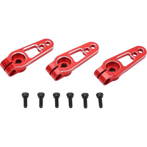 Jeu de 3 bras de servo en alliage d'aluminium rouge pour voiture radiocommandée 1/10, bras de direction 25T (1/5)