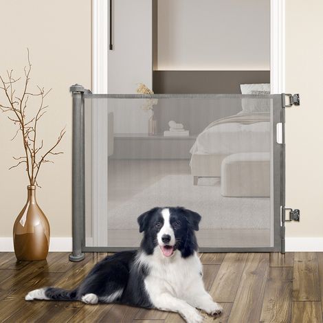 Barrière de sécurité - Pour escalier de bébé - Pour l'intérieur et l'extérieur - Extensible de 0 à 180 cm - Gris (1/5)