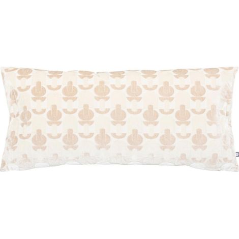 Coussin Jacquard en Velours "Luna" 35x75cm Beige Lin (1/4)