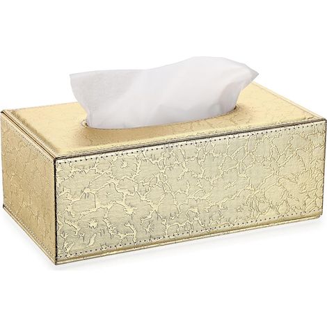 Caja de pañuelos de piel sintética dorada, dispensador de toallas para cocina, baño, sala de estar, dormitorio.