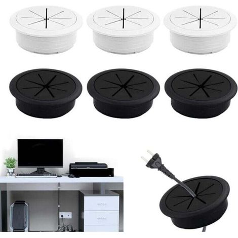 Passe Cable Bureau 6 pièces Passe Fil Bureau 60 mm Cache Cable TV Mural Passe Cable Mural Rond Cache Fil Bureau Housse de Câble en Caoutchouc Pour Bureau, Bureau D'ordinateur