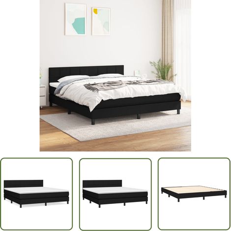 The Living Store Boxspringbett mit Matratze Schwarz 160x200 cm Stoff - Boxspringbett - Doppelbett - Schlafsystem - Bettrahmen - Matratze (1/5)