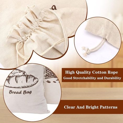 2 bolsas de lino para pan casero - 44,5 x 29,2 cm - sin blanquear y reutilizables - para baguettes artesanales (1/4)