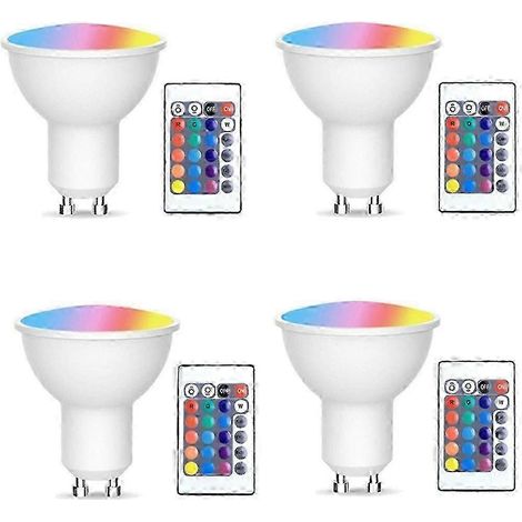 4 ampoules GU10 et 1 télécommande avec fonction mémoire. Spot lumineux 17 couleurs changeantes. Édition 4Dynamic Light. (1/5)