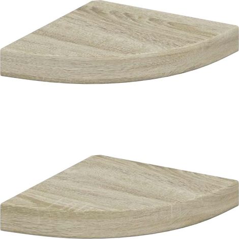 Maison Exclusive - Eck-Schweberegale 2 Stk. Eichen-Optik 25x25x3, (1/5)