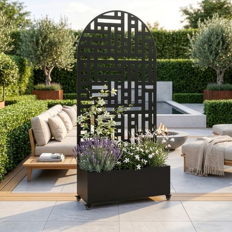 Fioriera con Spalliera Arcuata Bernalda in Acciaio 190 x 82 x 38 cm - Nero casa.pro (1/5)