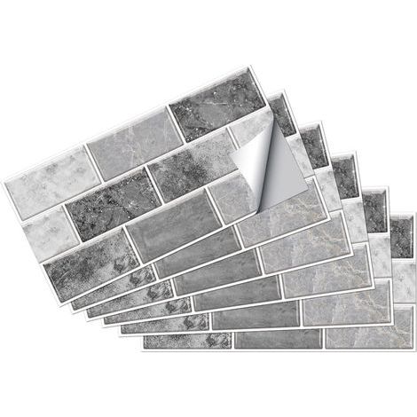18pcs Autocollants pour Carreaux Rectangulaire, Stickers Carrelage Adhésif Imperméable, PVC Autocollants de Carreaux Bricolage pour Maison Salle Bains Cuisine, 30x15cm Gris Clair (1/5)