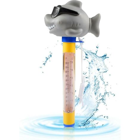 Termometro per piscina, termometro galleggiante a forma di squalo per piscina, termometro galleggiante per piscina con cordino