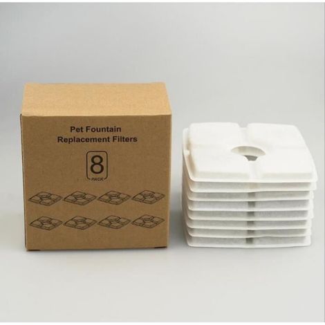 8Pcs Filtre, Charbon Actif Coton, 12.5x12.5cm, Compatible Fontaine Fleur 2.5L, pour Chat (1/4)