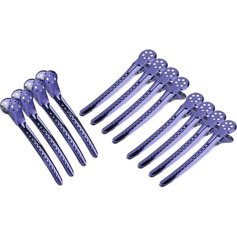 Lot de 12 pinces à cheveux violettes pour coiffage professionnel, clips de sectionnage pour salon de coiffure, épingles de style (1/5)