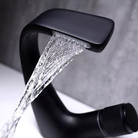 Einzelwaschtischarmatur in Schwarz, Waschtischarmatur aus Messing, luxuriöse Design-Waschtischarmatur (1/5)