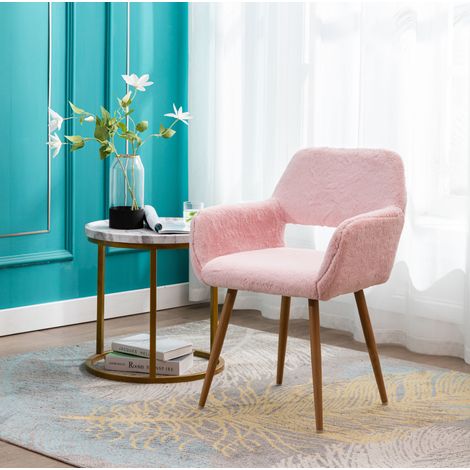 HengMing silla de comedor de pelo sintético, estilo Mid-Century con patas de acero lacado (1/5)